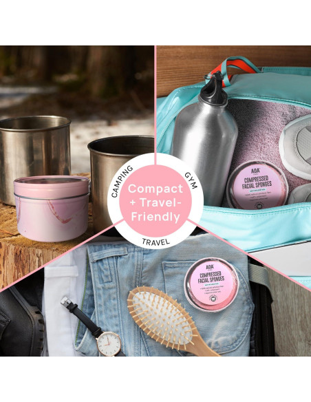 Esponjas Faciales Comprimidas AOA 50 Cuentas Rosa 100% Natural