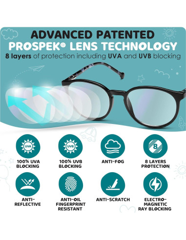 Gafas de luz azul Prospek para niños, lentes claros K317