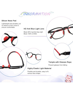 Gafas Anti Luz Azul para Niños 3-12 Años con Cuerda UV400 2