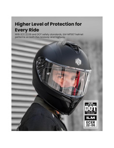 Casco de Motocicleta ILM MF567 Doble Visor Negro Mate L 2