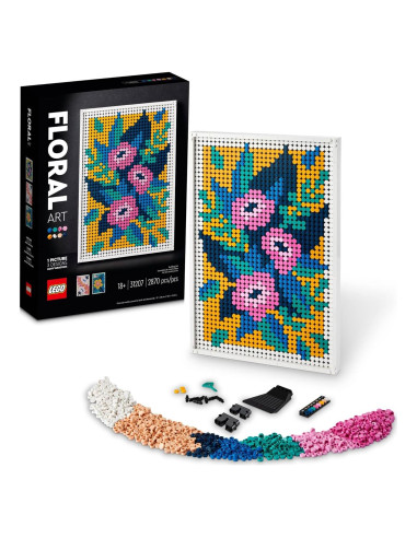 LEGO Art Floral 31207, 3en1, Decoración de Pared DIY