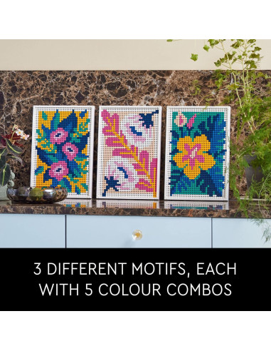 LEGO Art Floral 31207, 3en1, Decoración de Pared DIY