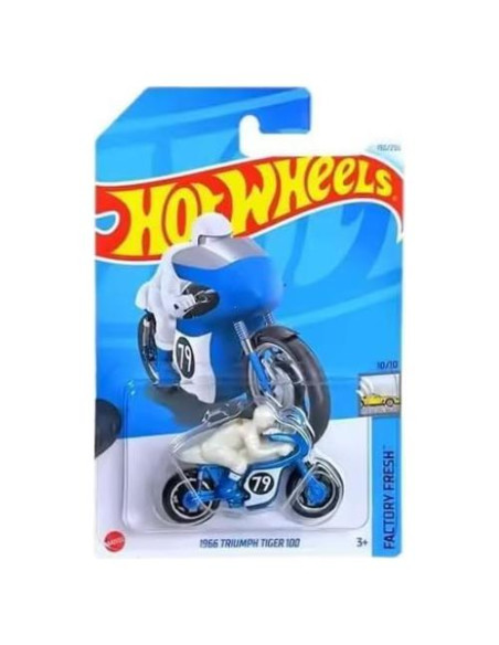 Motocicleta Hot Wheels 1966 Triumph Tiger 100 Escala 1:64 Azul