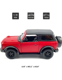 Coche Bronco Badlands 2 Puertas 1/36 Metal Rojo Mate 2
