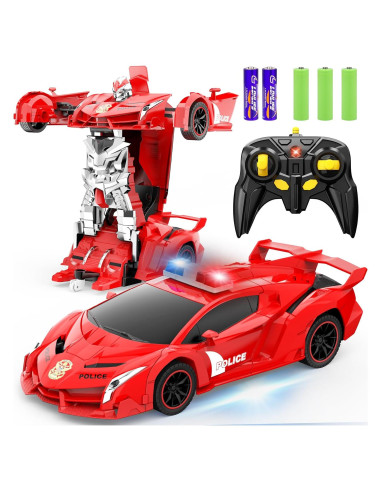 Coche Transformador FDJ P37-5 Rojo con Luz LED y Deriva