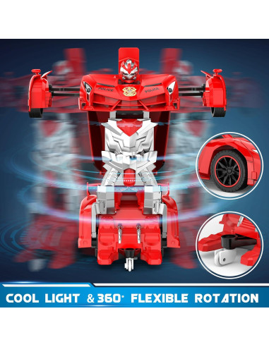 Coche Transformador FDJ P37-5 Rojo con Luz LED y Deriva