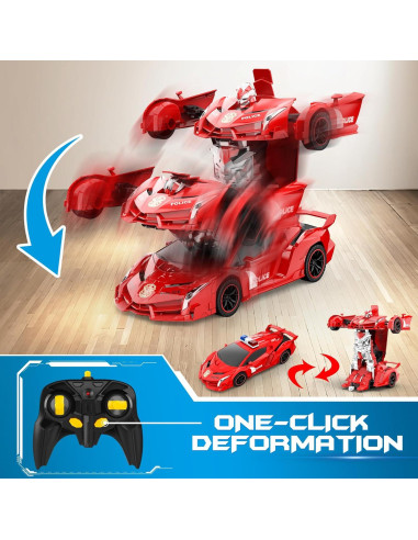 Coche Transformador FDJ P37-5 Rojo con Luz LED y Deriva