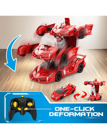 Coche Transformador FDJ P37-5 Rojo con Luz LED y Deriva