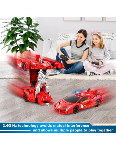 Coche Transformador FDJ P37-5 Rojo con Luz LED y Deriva