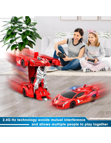 Coche Transformador FDJ P37-5 Rojo con Luz LED y Deriva