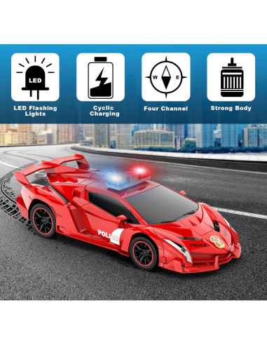 Coche Transformador FDJ P37-5 Rojo con Luz LED y Deriva