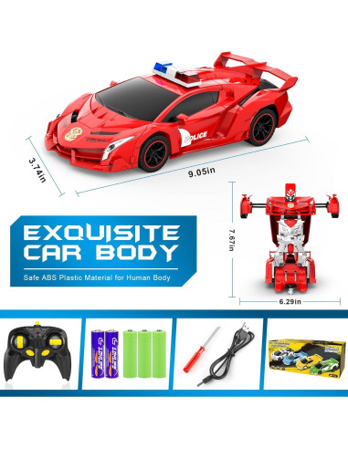 Coche Transformador FDJ P37-5 Rojo con Luz LED y Deriva