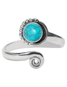 Anillo ajustable de plata esterlina 925 con piedra turquesa