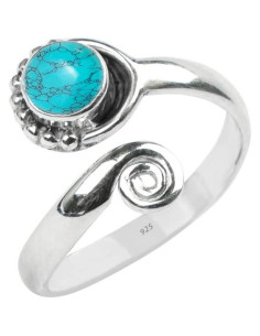Anillo ajustable de plata esterlina 925 con piedra turquesa 2