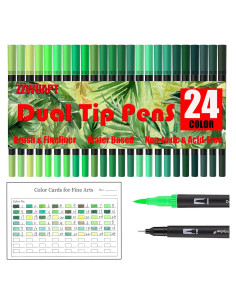 Marcadores de Pincel Doble Punta ZZWUAPT 24 Colores Multicolor