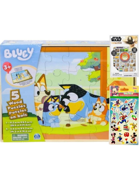 Rompecabezas de Madera Bluey + 72 Stickers Mickey + 300 Star Wars