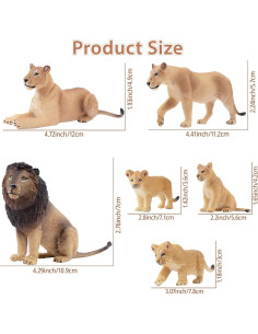 Set de Figuras de Leones Toymany 6PCS Realistas 10cm 2