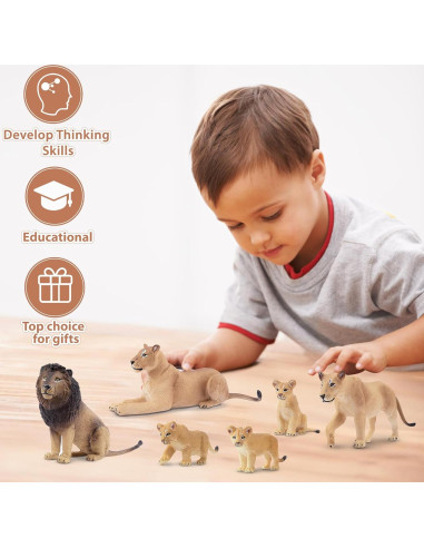Set de Figuras de Leones Toymany 6PCS Realistas 10cm