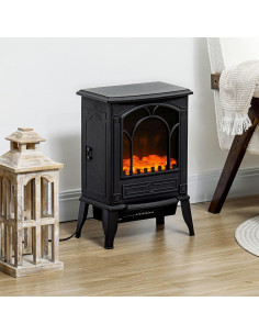 Chimenea Eléctrica HOMCOM 750/1500W Efecto Llama Realista 2