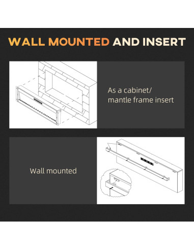 Chimenea Eléctrica Genérico 90 cm Montada Pared 1500W
