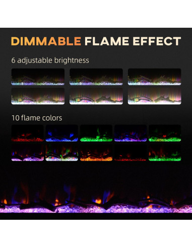 Chimenea Eléctrica Genérico 90 cm Montada Pared 1500W