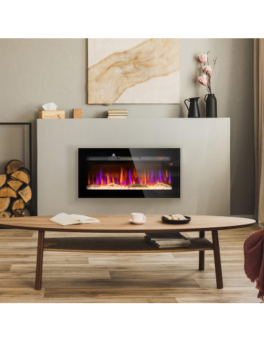 Chimenea Eléctrica Genérico 90 cm Montada Pared 1500W