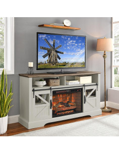 Centro de Entretenimiento con Chimenea Eléctrica Genérico 152 cm 2