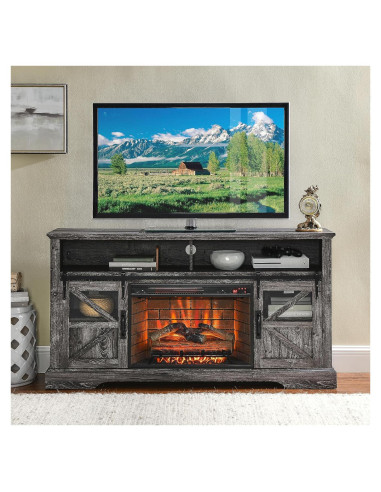 Centro de Entretenimiento con Chimenea Eléctrica 152 cm Roble Oscuro