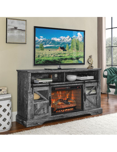 Centro de Entretenimiento con Chimenea Eléctrica 152 cm Roble Oscuro