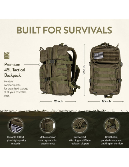 Kit de Supervivencia TacPreps 45L con Primeros Auxilios