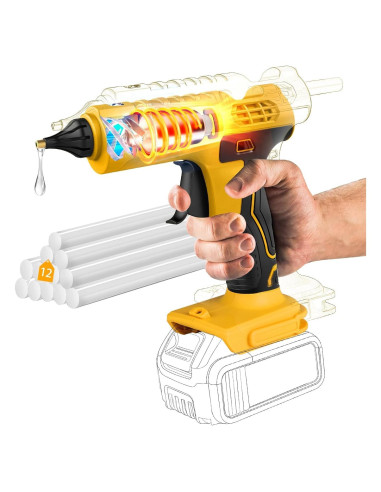 Pistola de Silicona Caliente Inalámbrica DeWalt 100W Amarilla
