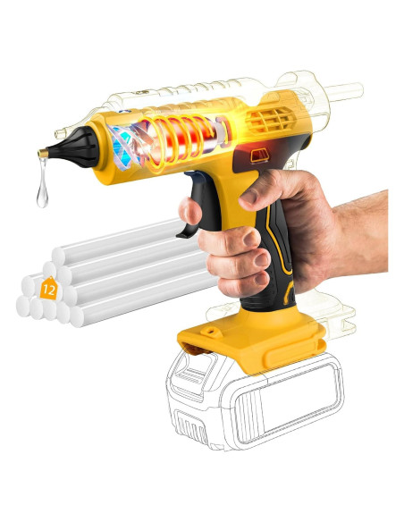 Pistola de Silicona Caliente Inalámbrica DeWalt 100W Amarilla
