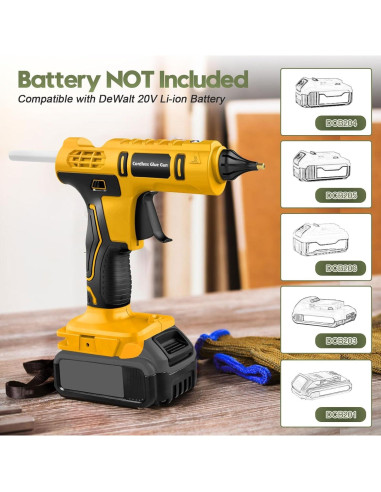 Pistola de Silicona Caliente Inalámbrica DeWalt 100W Amarilla