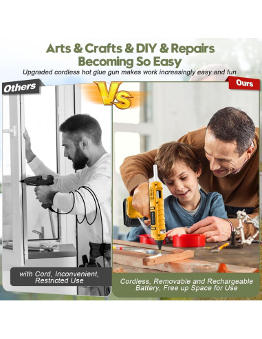 Pistola de Silicona Caliente Inalámbrica DeWalt 100W Amarilla