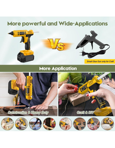 Pistola de Silicona Caliente Inalámbrica DeWalt 100W Amarilla