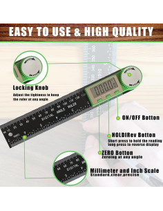 Buscador de Ángulo Digital PDDYIER 200mm 2-en-1 para Carpintería 2