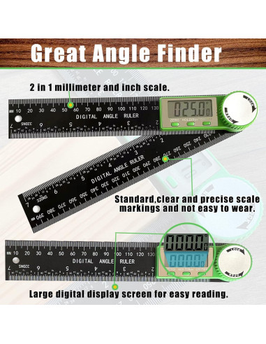 Buscador de Ángulo Digital PDDYIER 200mm 2-en-1 para Carpintería