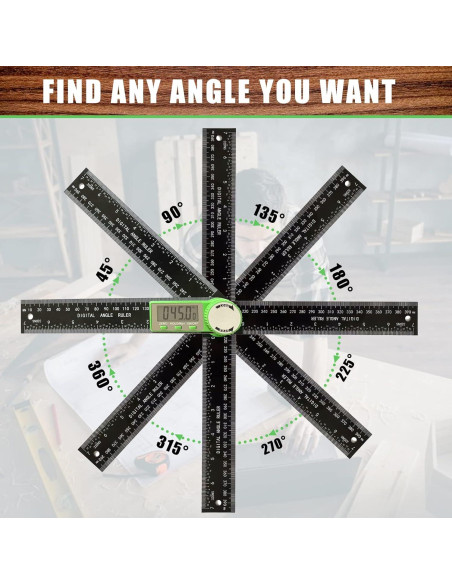 Buscador de Ángulo Digital PDDYIER 200mm 2-en-1 para Carpintería