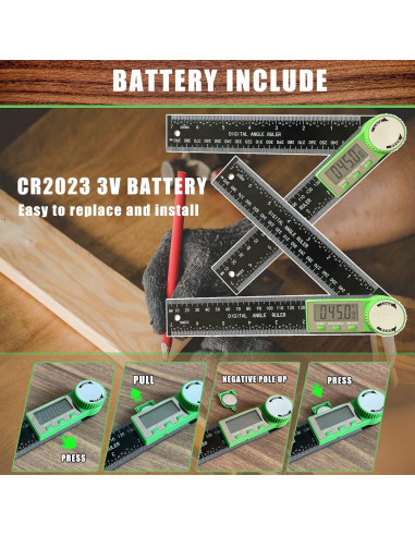 Buscador de Ángulo Digital PDDYIER 200mm 2-en-1 para Carpintería