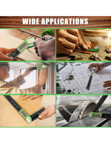 Buscador de Ángulo Digital PDDYIER 200mm 2-en-1 para Carpintería