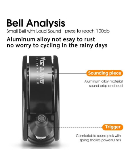 Campana de Bicicleta Oculta LESOVI 100dB para Manillar 22.2mm