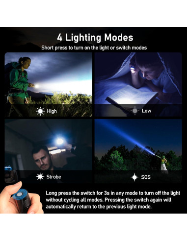 Linterna Recargable Blukar K9132 LED 1800mAh Zoomable