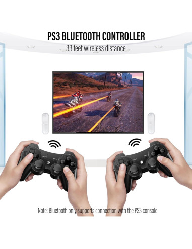 Controladores Inalámbricos Diswoe para PS3 - Paquete de 2, Doble Vibración