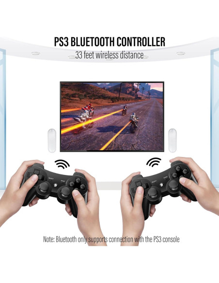 Controladores Inalámbricos Diswoe para PS3 - Paquete de 2, Doble Vibración