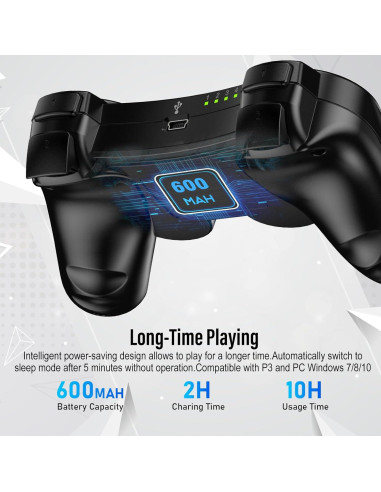 Controladores Inalámbricos Diswoe para PS3 - Paquete de 2, Doble Vibración