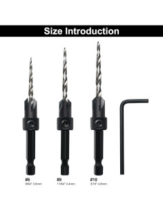 Juego de Brocas Avellanadas GMTOOLS 3 Piezas M2 HSS 6.35 mm 2