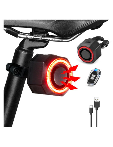 Antfire Luz Trasera Inteligente con Alarma 110 dB para Bicicleta