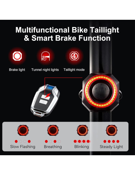 Antfire Luz Trasera Inteligente con Alarma 110 dB para Bicicleta