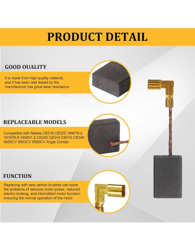 4 Cepillos de Carbón GZJoSum CB318 para Makita 9560CV 9565CV