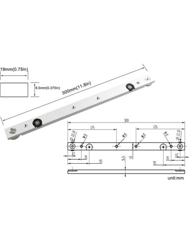 Barra de Inglete de Aluminio KETIPED 300mm Plata para Sierra